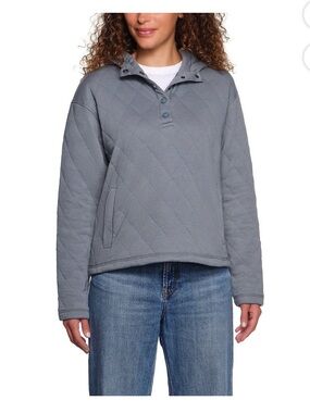 Lands' End Quilted Pullover in Slate Blue-gray